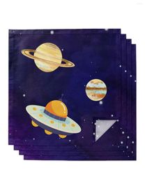 Table Napkin Universe Starry Space Planet 4/6/8pcs Cloth Decor Dinner Towel For Kitchen Plates Mat Wedding Party Decoration