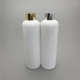 Storage Bottles White 350ML X 20 Silver Gold Screw Lid Cosmetic Container With Anodized Aluminium Cap Moisturising Water Plastic Packaging