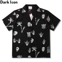 Men's Casual Shirts Dark Skeleton Polo Shirt Men Summer Vintage Street Men's Shirts Man Blouse Z0224