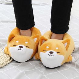 Slippers Funny Slipper 2021 Cute Soft Cute Lazy Shiba Inu Dog Slippers Animal Puppy Home Plush Cotton Shoes Z0215