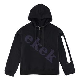 Design Luxury Mens Hoodie Zipper Arm Badge Print Long Sleeve Sweater High Street Fashion Pullover Crew Neck Top Black Asian Size XS-L