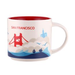 Wholesale 414ml American City New York Washington Los Angeles Starbucks Mug Coloured Glazed Ceramic Coffee Cup