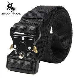 Belts Men's and women's belts genuine tactical belts quick release magnetic buckle military belts soft real nylon outdoor sports Black Z0228