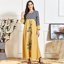 Ethnic Clothing Women Dress Muslim Dubai Skirt Turkey Middle East Fashion Embroidery Plus Size For Ladies Kimono Robe