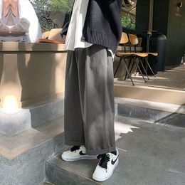 Men's Pants Boys Straight Solid Trousers Korean Spring Autumn High Street Hip Hop Unisex Pant Japan Harajuku Versatile Wide-leg Casual Pants 230228