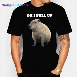 Men's T-Shirts Ok I Pull Up Capybaras Capybara Print Mens Oversized T Shirt Hip Hop Streetwear Cotton Funny T Shirt for Men Graphic T Shirts 0301H23