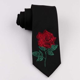 Neck Ties Free Shipping men's male casual Fashion Original design trend personality literary gift casual embroidery roses 7CM tie necktie J230227