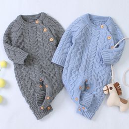 Jumpsuits Baby Rompers Knitted Clothes Winter Thick Warm born Boys Girls Jumpsuits Long Sleeve Toddler Infant Outfits Children Sweaters 230228