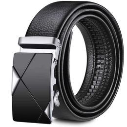 Belts Mens Leisure Belt Dress Suit Concise PU Leather Waist Strap Jeans Accessories Automatic Slid Buckle Cinto 35cm Black 14 Styles Z0228