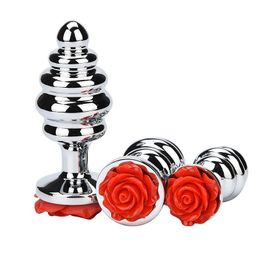 Metal Anal Plug Flower Base Butt Plugs Smooth Touch Sex Toys For Women Men