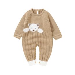 Jumpsuits Baby Rompers Long Sleeve born Infant Boys Girls Knitted Sweaters Jumpsuits Outfits Autumn Winter One Pieces Children Overalls 230228