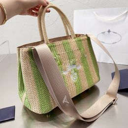 Straw Vegetable Basket Handle Beach Bags Fashion Handbags Classic Embroidered Letters Hollow Out Woven Bags Shopping Vacation Summer Messenger Bag Zipper Pocket
