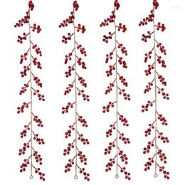 Decorative Flowers 1.7Meters Artificial Red Berry Vine For Christmas Tree Decoration Foam Rattan Home Wall Hanging Fake Plants