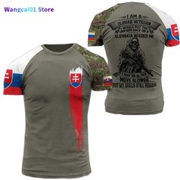 Men's T-Shirts Veterans' S T-shirt Slovak Army Soldier Flag Print Top Oversized Men's Summer Short Seve Clothing Pullover O-neck Men's C 0228H23
