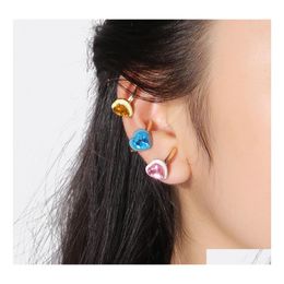 car dvr Ear Cuff Fashion Heart Round Rhinestone Decor Gold Earring For Woman Exquisite Summer Arrival Christmas Jewellery Gift Drop Delivery Ea Dheui