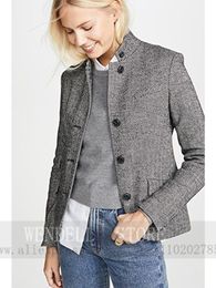 Women's Suits Blazers Womens Jacket Suit Herringbone Pattern Retro Temperament Coat 230228