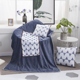 Classic European-Style Flannel Baby Fleece Pillow Blanket Dual-Use Two-in-One Quilt Cushion Airable Cover Car