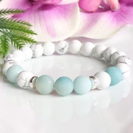 Strands MG1798 New Design 8 MM Matte Amazonite Howlite Gemstone Bracelet