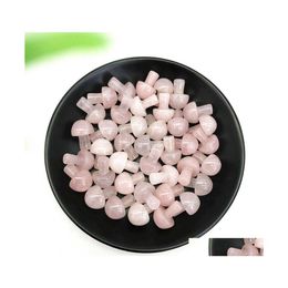 car dvr Stone Natural Pink Rose Quartz Polished Carved Crystal Mini Mushroom Healing Reiki Mineral Statue Ornament Home Decor Gift Drop Deli Dhg9L