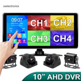 Update GreenYi 10" AHD 4CH Monitor Recording DVR 1080P Car Rear View Camera Truck Vehicle IPS Touch Screen Support FM Mirrorlink Car DVR