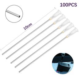 Lab Supplies 100pcs 100MM White Stainless Steel Blunt Dispensing Needles Glue Syringe Needle Tips For Glueing Filling Ink Oil Welding Flux