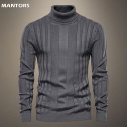 Men's Sweaters Sweater Mens Turtleneck Knitted Sweater Casual Slim Fit Basic High Collar Pullover Male Elastic Business Sweater Men Pullover 230228