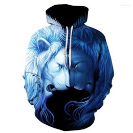 Men's Hoodies 2023 Yin Yang Lion Hoodie 3D Printing Cool Design Sweatshirt Casual Sportswear Fashion