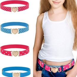 Belts Fashion Multicolor Kids Elastic Stretch Girl Waist Belt Adjustable Uniform For Teen Girls Dresses Heart BeltBelts