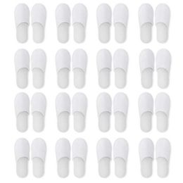 Slippers 12 Pairs Closed Toe Disposable Slippers Women Men Ultrathin Brushed Plush Nonslip Disposable Slippers for Hotel Home Guest Use Z0215