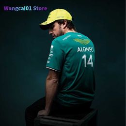 Wangcai01 Erkek Tişörtleri Aston Martin Jersey T-shirt AMF1 2023 Resmi Erkek Fernando Alonso T-Shirt Formül 1 Yarış Takımı F1 Gömlek Moto Motosiklet Tees Plus Boyut 6XL