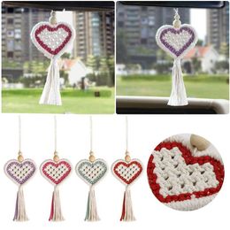 Decorations 2Pcs Hanging Interior Creative Rearview Mirror Pendant Heart-shaped Cute Hand Weaving Fashion Car Ornament Accessories R230228