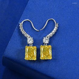 Dangle Earrings Apaison 925 Sterling Silver Drop For Women 8 10mm Yellow High Carbon Diamond Earring Fine Jewellery Gifts Wholesale