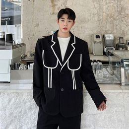 Men's Suits Men Hemming Design Loose Casual Streetwear Fashion Show Suit Coat Blazers Male Korean Style Vintage Jacket Women