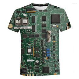 Men's T Shirts Street Fashion Men's Clothing Oversized T-Shirt Top 2023 Casual Circuit Board Electronic Original Short Sleeve