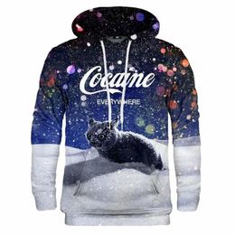 Men's Hoodies Sweatshirts Let It Snow 3D Print Novelty Zip Printed Pullover For Men 230227