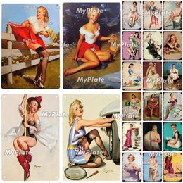 Sexy Beauty Tin Sign Posters Sexy Girl Poster Vintage Retro Man Cave Wall Decorative Tin Plate Painting Bar Pub Pin Up Girl Poster Home Wall Decor SIZE 30X20CM w01