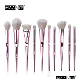 Makeup Brushes Maange 10Pcs Wet And Wild Set Powder Foundation Eye Shadow Blush Blending Cosmetics Beauty Make Up Brush Tool Kits Dr Dhdhx