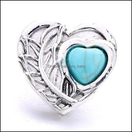 Other Snap Button Jewellery Components Heart Flower Acrylic Turquoise 18Mm 20Mm Metal Snaps Buttons Fit Bracelet Bangle Noosa Drop Del Dh5Dd