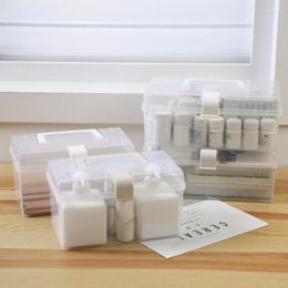 Outdoor Gadgets Transparent Plastic Box Sealed Household Waterproof Mask Storage Sundries Holder With Handle Chest