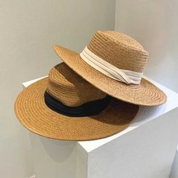 Wide Brim Hats 5 Colors Summer Beach Straw Hats Women Foldable Big Wide Side Casual Female Panama Hat Sunshade Concave Top Cap Travel Sun Cap G230227