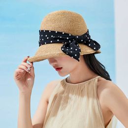 Wide Brim Hats Bow DOT summer women's hats sun protection hat sun hats summer straw hat sun visor Beach sun protection Bucket hats for women G230227