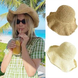 Wide Brim Hats 2023 New Folding Straw Hat Women Girls Summer Outing Sun Visor Holiday Cool Hat Seaside Beach Hat Tide Fashion Sun Hats Caps G230227