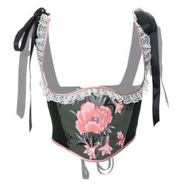 Belts Vintage Floral Painting Bustier Corset Waist Cincher Belt For Women Shapewear Shaping Girdles Retro Underbust 6XDABelts