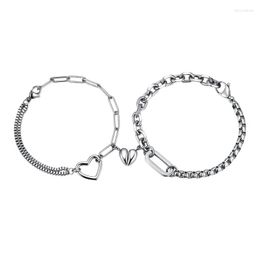 Charm Bracelets Magnetic Love Heart Matching For Boyfriend And Girlfriend Hand Chain Link Original Fashion Jewellery