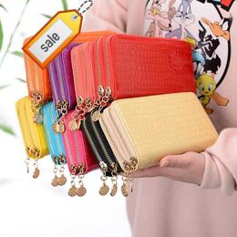 2022 Wholesale women candy Colour wallet ladies' long purse Double zip phone wallets