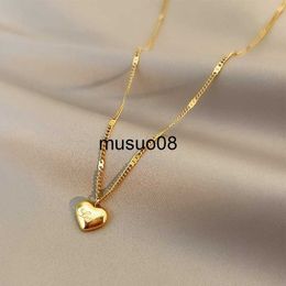 Pendant Necklaces Korean Fashion Stainless Steel Gold Colour Love Heart Necklaces for Women Chokers Trend Fashion Festival Party Gift Boho Jewellery J230601