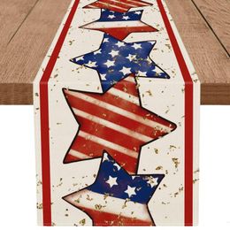 Table Cloth Independence Day Patriotic Kitchen Parties Stars Runner Art Indoor Outdoor Easy To Clean Durable Dining Gifts America Flag