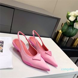 top quality Casual Shoes 2023 Spring Summer Women Sandal Nylon Gabardine Slingback Pumps Screenprinted Comma Heels Slides Sandals Pointy Shape Sporty Style Loafer