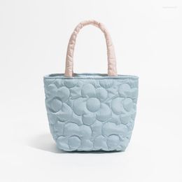 Evening Bags Small Bucket Top Handle Handbags Quilted Women Tote Bag Simple Design Flower Phone Purses Female Shopping Key