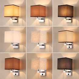 Wall Lamp Modern LED Lamps With Fabric Lampshade Ideal Light For Bedside Bedroom Living Room Stairs El & Home Decoratio